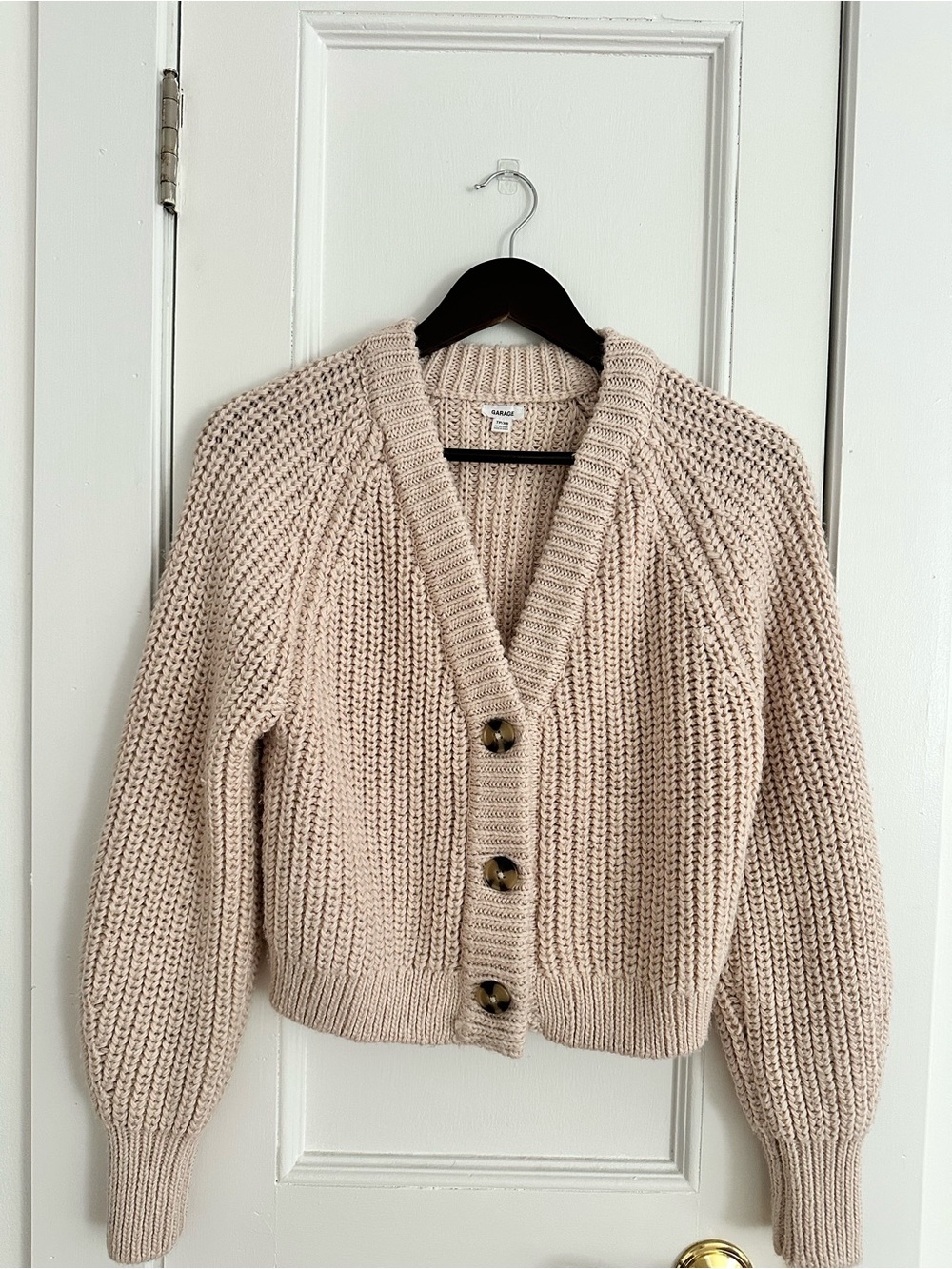 Chunky V-Neck Cardigan Sweater - Cream